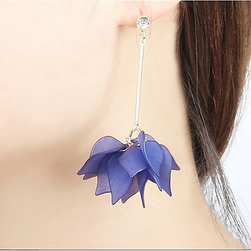 

Women's Drop Earrings Hoop Earrings Tassel Chandelier Long Floral / Botanicals Leaf Flower Statement Ladies Earrings Jewelry Yellow / Blue / Pink For Casual Going out