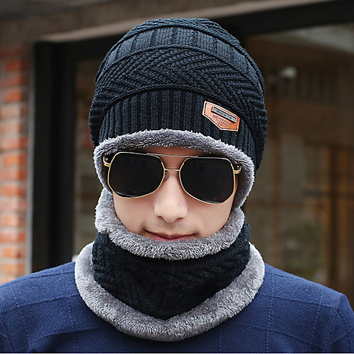 

Men's Floppy Hat Sweater Work - Solid Colored Knitted Winter Black Gray