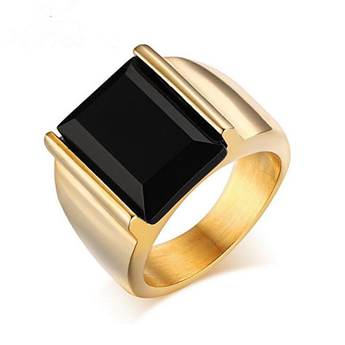 

Band Ring Agate Solitaire Golden Stainless Steel Agate Gold Plated Personalized Fashion 7 8 9 10 11 / Men's