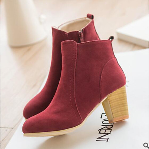 

Women's Boots Block Heel Boots Chunky Heel Round Toe Closed Toe Booties Ankle Boots Comfort PU Winter Black Red Beige / Booties / Ankle Boots / Booties / Ankle Boots / EU39