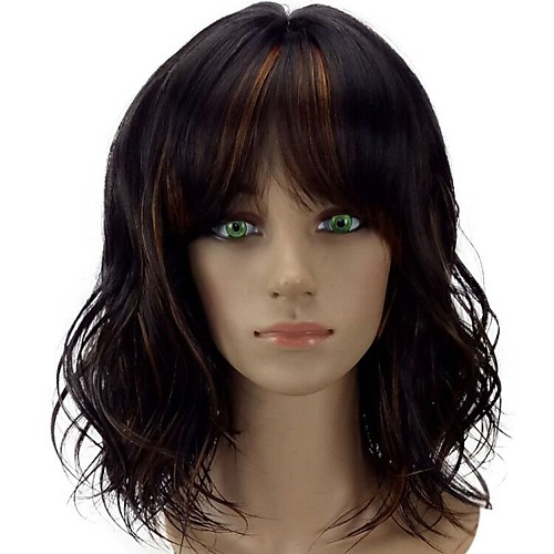 

Synthetic Wig Curly Curly With Bangs Wig Medium Length Brown Synthetic Hair Women's Ombre Hair Brown hairjoy