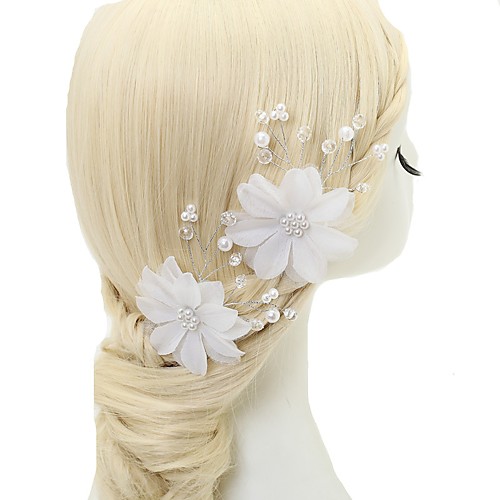 

Chiffon / Crystal / Imitation Pearl Hair Pin with 2 Piece Wedding / Special Occasion Headpiece