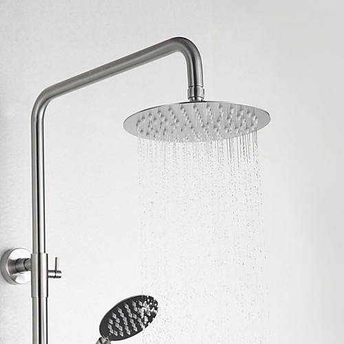 

Shower System Set - Rainfall Contemporary Nickel Brushed Shower System Ceramic Valve Bath Shower Mixer Taps / Stainless Steel / Single Handle Two Holes