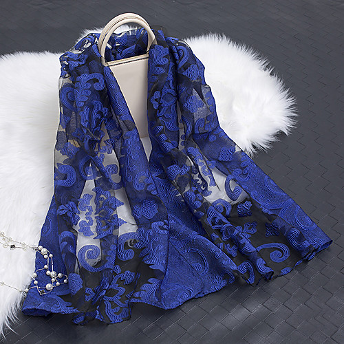 

Women's Cotton / Polyester Rectangle Scarf - Embroidered / Flower