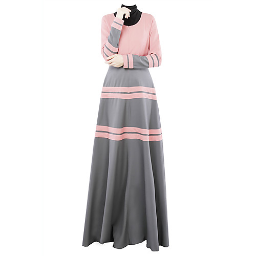 

Arabian Women's A-Line Slip Dresses Ethnic Style Long Vacation Dress Arabian Dress Abaya Jalabiya Muslim Dress Maxi Dresses For Polyster Color Block Dress