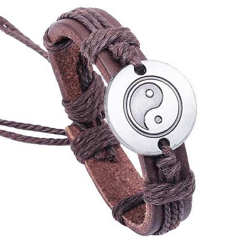 

Men's Leather Bracelet Bracelet yin yang Asian Classic Leather Bracelet Jewelry Brown For Gift Causal