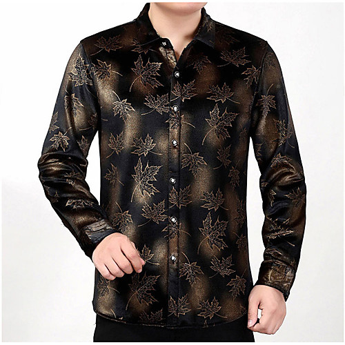 

Men's Shirt Geometric Print Long Sleeve Daily Tops Black Royal Blue