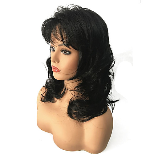 

Synthetic Wig Curly Curly Wig Medium Length Natural Black Synthetic Hair Women's Black StrongBeauty