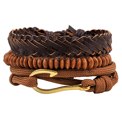 

Men's Women's Bead Bracelet Wrap Bracelet Leather Bracelet Wave Gothic Fashion Hip-Hop Wooden Bracelet Jewelry Brown For Daily Evening Party