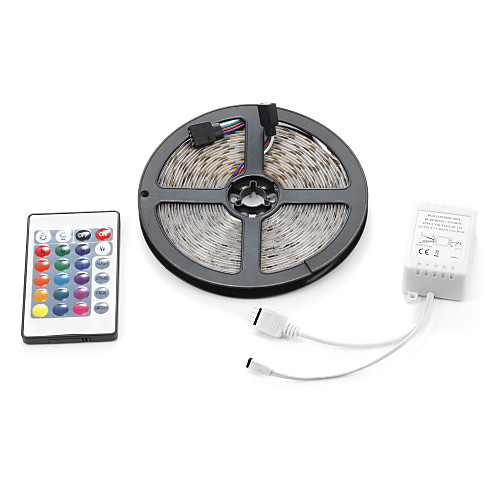 

5m Light Sets LED Strip Lights RGB Tiktok Lights 3528 SMD 8mm Remote Control / RC / Cuttable / Dimmable 12 V / IP65 / Waterproof / Linkable / Self-adhesive / Color-Changing
