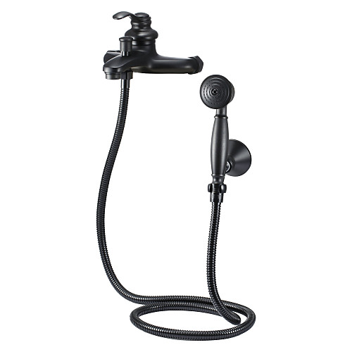 

Shower Faucet Set - Rainfall Antique Oil-rubbed Bronze Shower System Ceramic Valve Bath Shower Mixer Taps / Brass / Single Handle Two Holes