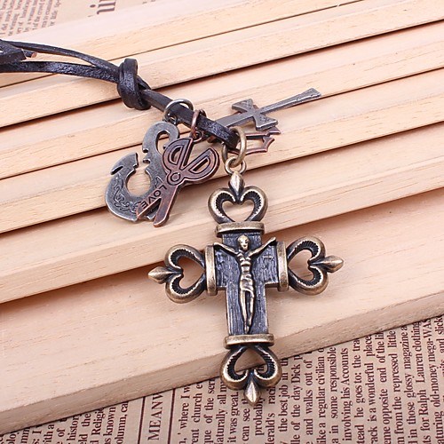 

Men's Pendant Necklace Engraved Cross Scissors Fashion Alloy Bronze Necklace Jewelry One-piece Suit For Gift Going out