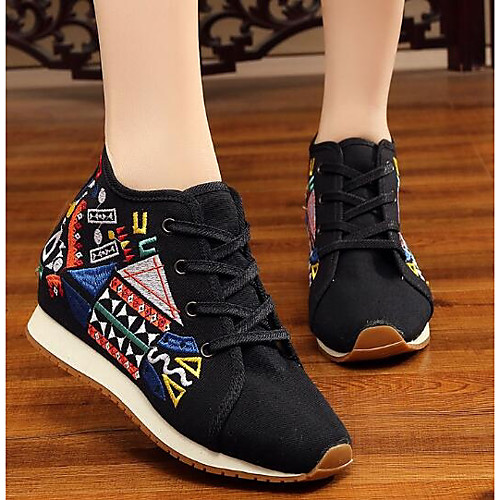 

Women's Sneakers Flat Heel Pointed Toe Comfort Outdoor Breathable Mesh Satin Flower Black Red Blue