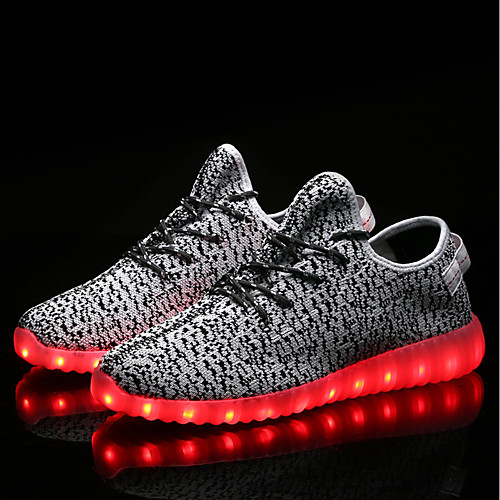 

Women's Trainers Athletic Shoes Plus Size Flat Heel Round Toe Sporty Comfort Athletic Walking Shoes Tulle Fabric LED Leopard Black Red Gray