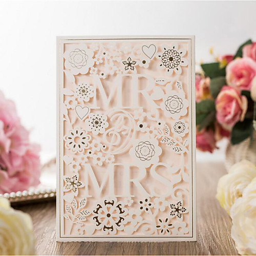 

Flat Card Wedding Invitations 20pcs - Invitation Cards Artistic Style / Bride & Groom Style / Floral Embossed Paper Scattered Bead Floral Motif Style