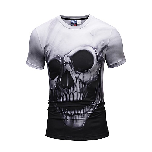 

Men's T shirt Skull Print Short Sleeve Daily Tops Streetwear Punk & Gothic Black