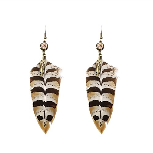 

Women's Drop Earrings Feather Ladies Bohemian Ethnic Boho Feather Earrings Jewelry Coffee For Gift Daily 2pcs