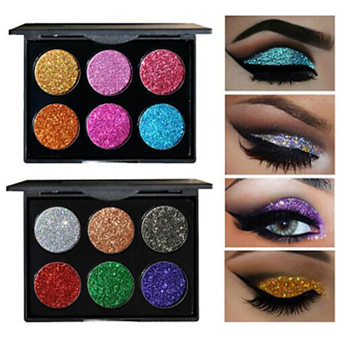 

6 Colors Eyeshadow Palette Powders Shimmer EyeShadow Matte Shimmer Formaldehyde Free Glitter Shine smoky Convenient Daily Makeup Halloween Makeup Party Makeup Cosmetic Gift