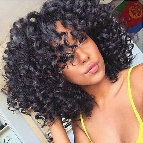 

Human Hair Lace Front Wig Bob style Brazilian Hair Curly Natural Black Wig 130% Density with Baby Hair Natural Hairline Unprocessed Women's Short Human Hair Lace Wig EEWigs