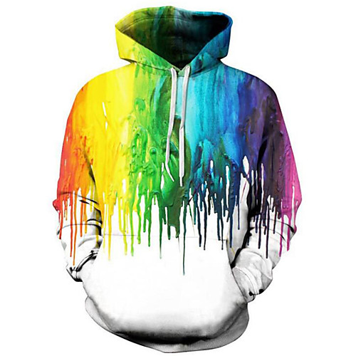 

Men's Plus Size Hoodie 3D Print Hooded Long Sleeve White S M L XL XXL XXXL / Spring / Winter