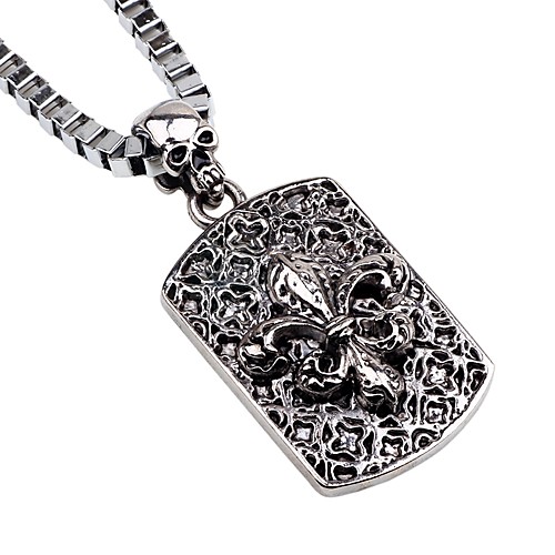 

Men's Pendant Necklace Chain Necklace Engraved Skull Vintage Alloy Silver Necklace Jewelry One-piece Suit For Going out Bar