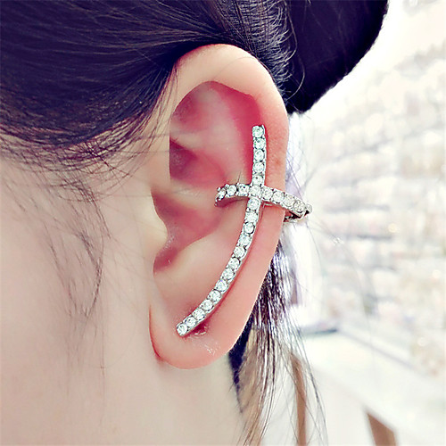 

Women's Stud Earrings Clip on Earring Mismatched cuff Cross Ladies Classic Fashion Earrings Jewelry Gold / Silver For Evening Party Carnival 2pcs