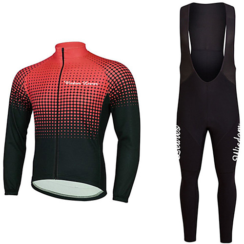 

Wisdom Leaves Men's Long Sleeve Cycling Jersey with Bib Tights Green Blue Black / Yellow Gradient Bike Jersey Clothing Suit Sports Polyester Gradient Mountain Bike MTB Road Bike Cycling Clothing