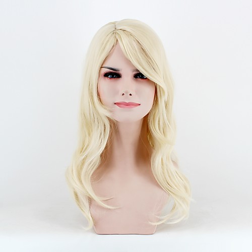 

Synthetic Wig Natural Wave Natural Wave Wig Blonde Medium Length Bleach Blonde#613 Synthetic Hair Women's Blonde