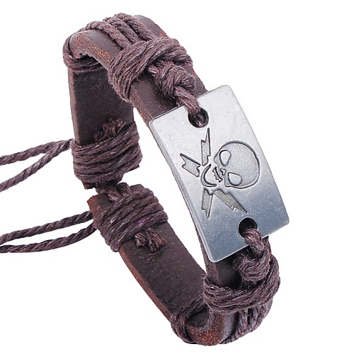 

Men's Bracelet Skull Pirates European Rock Gothic Leather Bracelet Jewelry Brown For Halloween Masquerade