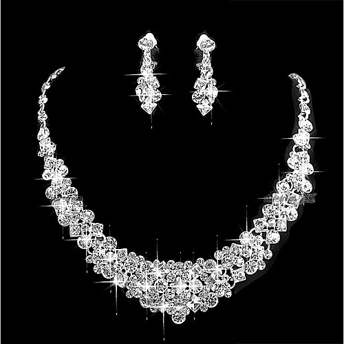 

Women's Cubic Zirconia Jewelry Set Simple Earrings Jewelry Silver For Wedding Party