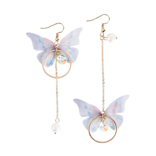 

Women's Pearl Drop Earrings Mismatched Long Butterfly Ladies Fashion Imitation Pearl Earrings Jewelry Gold For Party