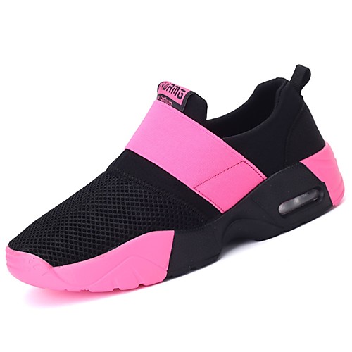 

Women's Trainers Athletic Shoes Flat Heel Round Toe Comfort Outdoor Walking Shoes Rubber Ribbon Tie Color Block Black Blue Pink / Booties / Ankle Boots