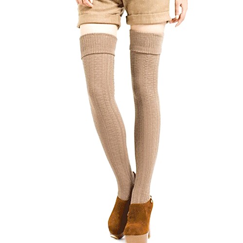 

Women's Cotton Medium Stockings - Solid Colored Wine Khaki White One-Size