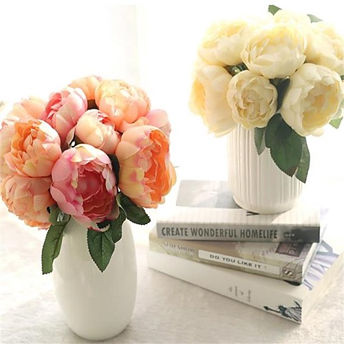 

1Bouquet 6 Head Damascus Round Flower Artificial Rose Flowers Wedding Party Decoration Silk Flowers Home Festival Decor