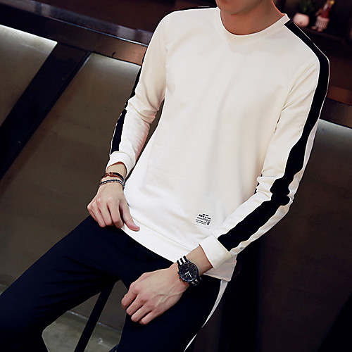 

Men's Plus Size Set Solid Colored Round Neck Daily Hoodies Sweatshirts Long Sleeve White Black