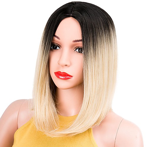 

Synthetic Wig Straight Straight Bob Wig Blonde Short Blonde Grey Pink Blue Synthetic Hair Women's Dark Roots Blonde