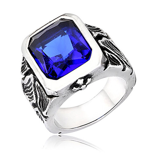 

Men's Statement Ring Signet Ring Cubic Zirconia Black Red Blue Titanium Steel Irregular Fashion Oversized Daily Street Jewelry Emerald Cut Simulated Cool