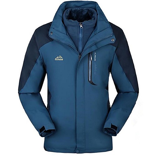 

Men's Hiking 3-in-1 Jackets Winter Outdoor Solid Color Windproof 3-in-1 Jacket Winter Jacket Full Length Visible Zipper Camping / Hiking Ski / Snowboard Climbing Navy Red Army Green Hiking Jackets