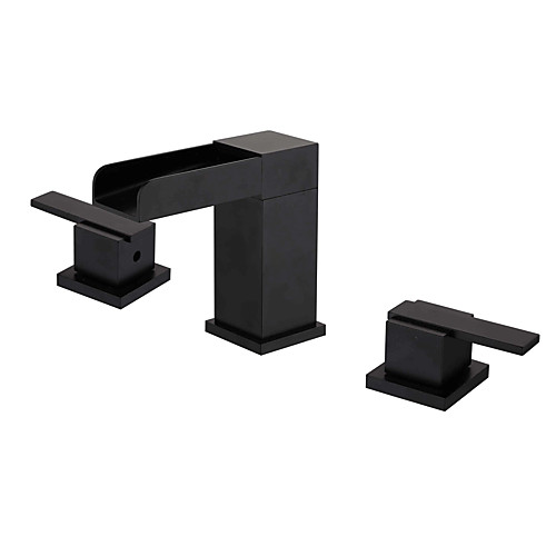 

Bathroom Sink Faucet - Waterfall / Widespread Oil-rubbed Bronze Widespread Two Handles Three HolesBath Taps