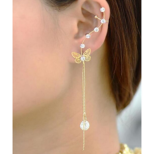 

Women's Cubic Zirconia Drop Earrings Ear Cuff Ear Climbers Long Butterfly Statement Ladies Oversized Zircon Earrings Jewelry Gold / Silver For Evening Party Street