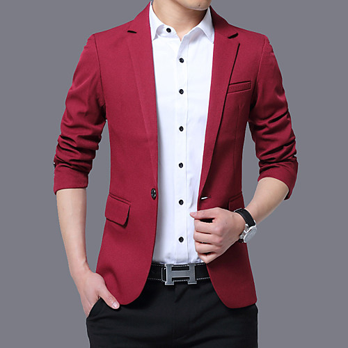 

Black / Wine / Khaki Solid Colored Polyester Men's Suit - Shirt Collar / Fall / Winter / Long Sleeve / Work / Plus Size