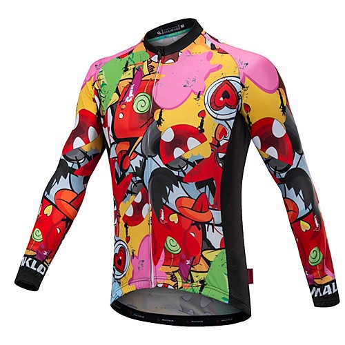 

Malciklo Long Sleeve Cycling Jersey with Bib Tights Lycra Orange Bike Jersey Quick Dry Anatomic Design Reflective Strips Sports Graffiti Road Bike Cycling Clothing Apparel / Stretchy / Advanced