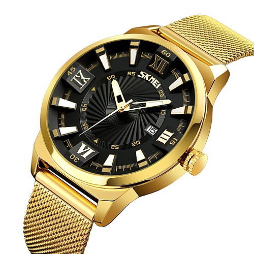 

SKMEI Couple's Luxury Watches Sport Watch Gold Watch Quartz Stainless Steel Gold 30 m Water Resistant / Waterproof Calendar / date / day Casual Watch Analog Luxury Casual Fashion - White Black Blue