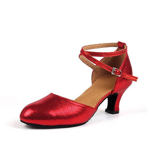 

Women's Modern Shoes / Ballroom Shoes Leatherette Toggle Clasp Heel Customized Heel Customizable Dance Shoes Gold / Red / Indoor