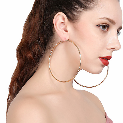 

Women's Hoop Earrings Machete Statement Ladies Simple Huge Earrings Jewelry Gold / Silver For Gift Street Club Bar