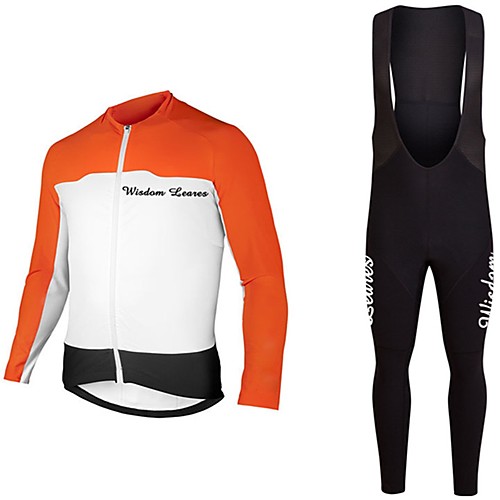 

Wisdom Leaves Men's Women's Long Sleeve Cycling Jersey with Bib Tights Orange Dark Blue Solid Color Bike Jersey Clothing Suit Sports Polyester Solid Color Mountain Bike MTB Road Bike Cycling Clothing