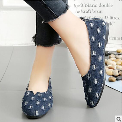 

Women's Flats Flat Heel Closed Toe Denim Comfort Walking Shoes Spring / Summer Black / Blue / Dark Blue