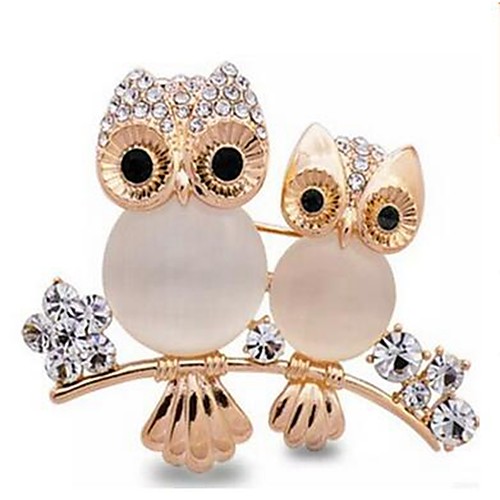 

Women's Brooches Owl Ladies Classic Opal Imitation Diamond Brooch Jewelry Gold For Daily Formal