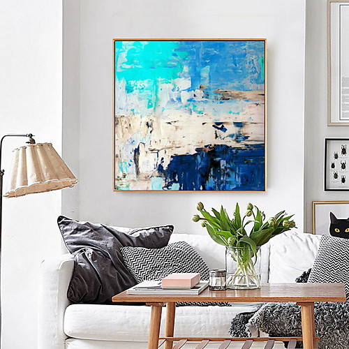 

Framed Wall Art Print Painting Picture Home Decoration Décor Living Room Bedroom Framed Canvas Turquoise Blue Abstract