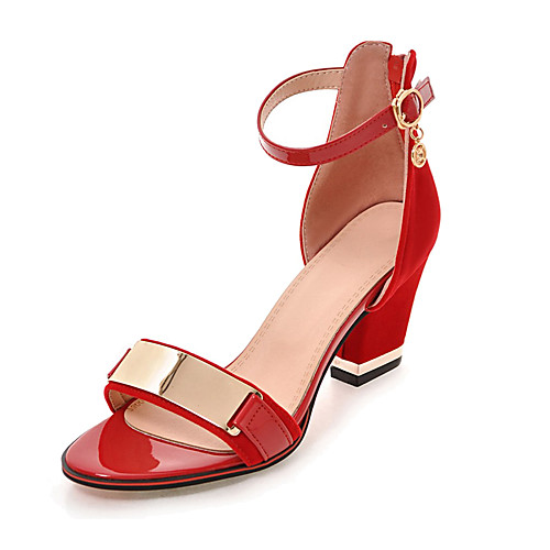 

Women's Sandals Glitter Crystal Sequined Jeweled Heel Sandals Summer Block Heel Open Toe Classic Sexy Minimalism Daily Party & Evening Buckle Color Block Leatherette Black / Red / EU42